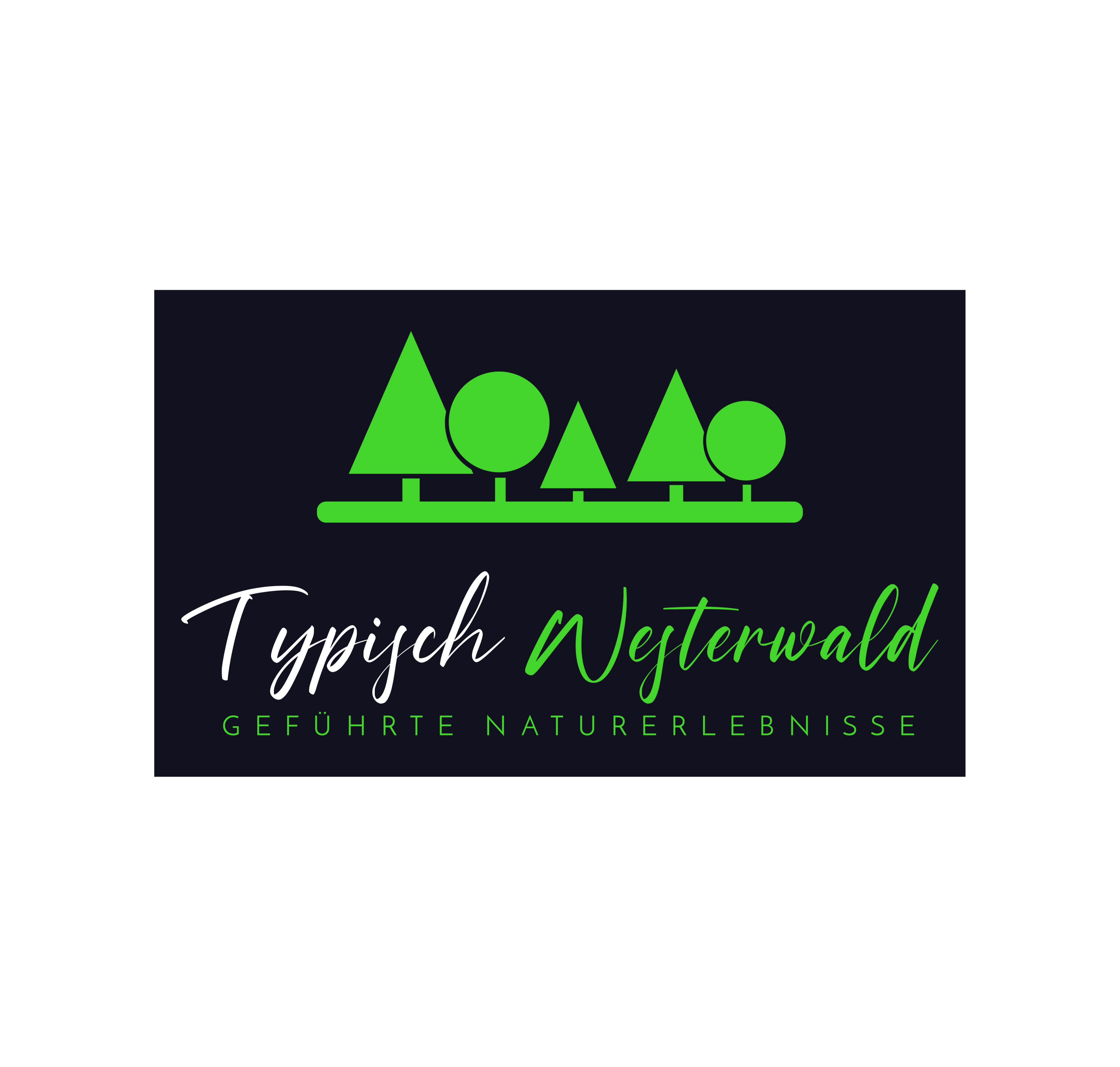 Logo von Typisch Westerwald mit Bäumen und Bergen