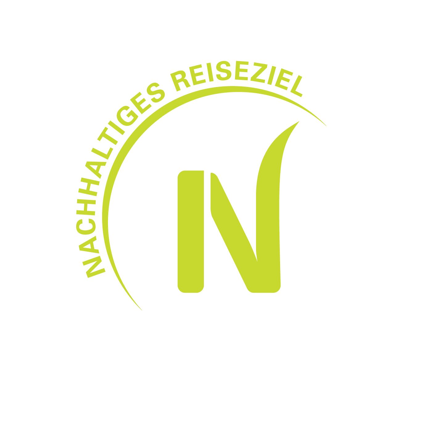 Logo für nachhaltiges Reiseziel mit grüner Schrift